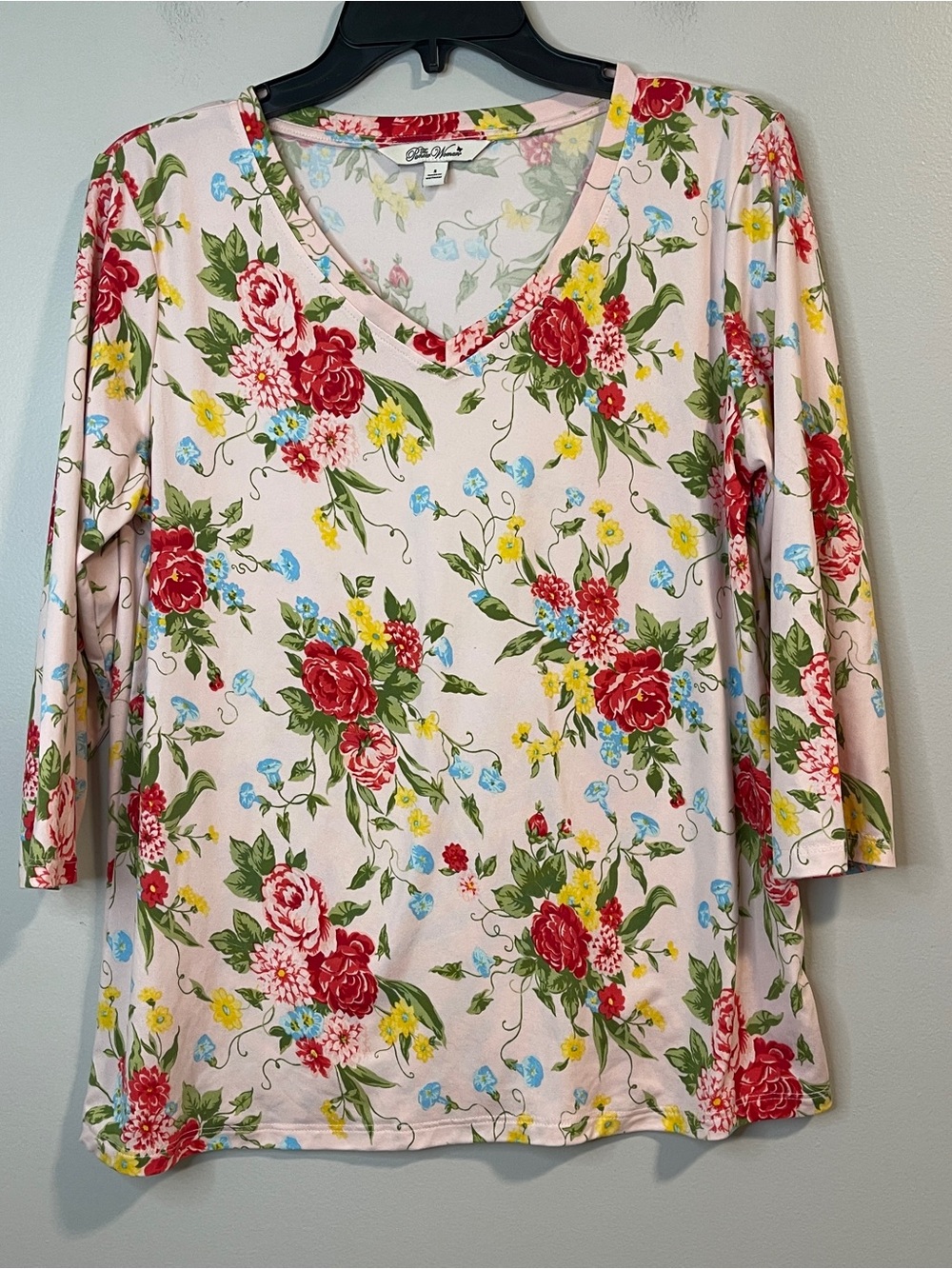 The Pioneer Woman Pink Floral V-Neck Long Sleeve Top